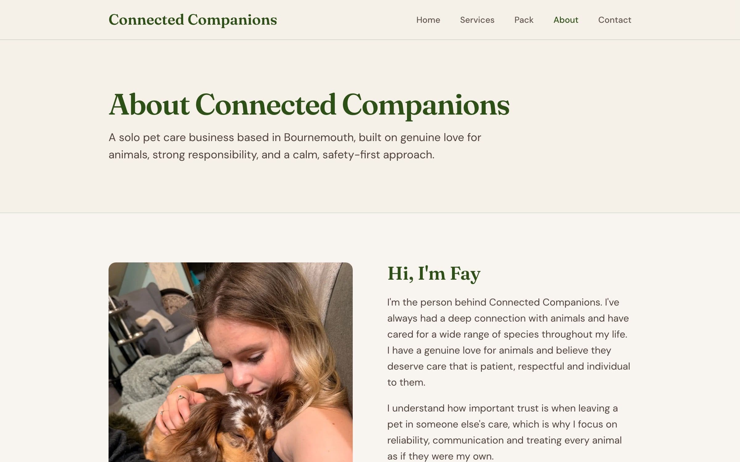 The About section of the Connected Companions website