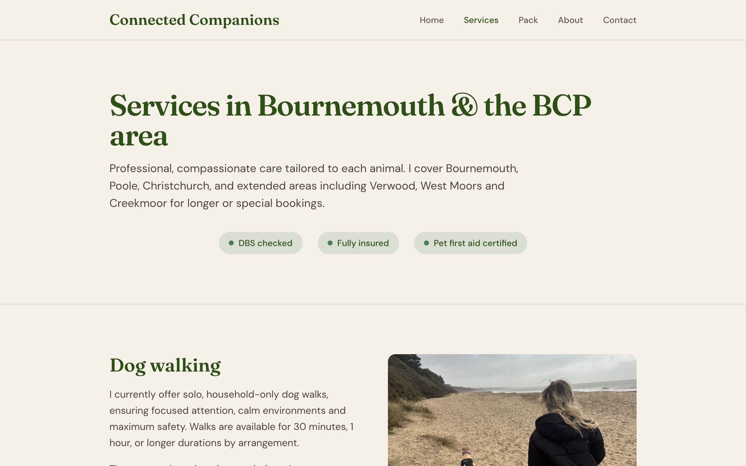 Connected Companions services section